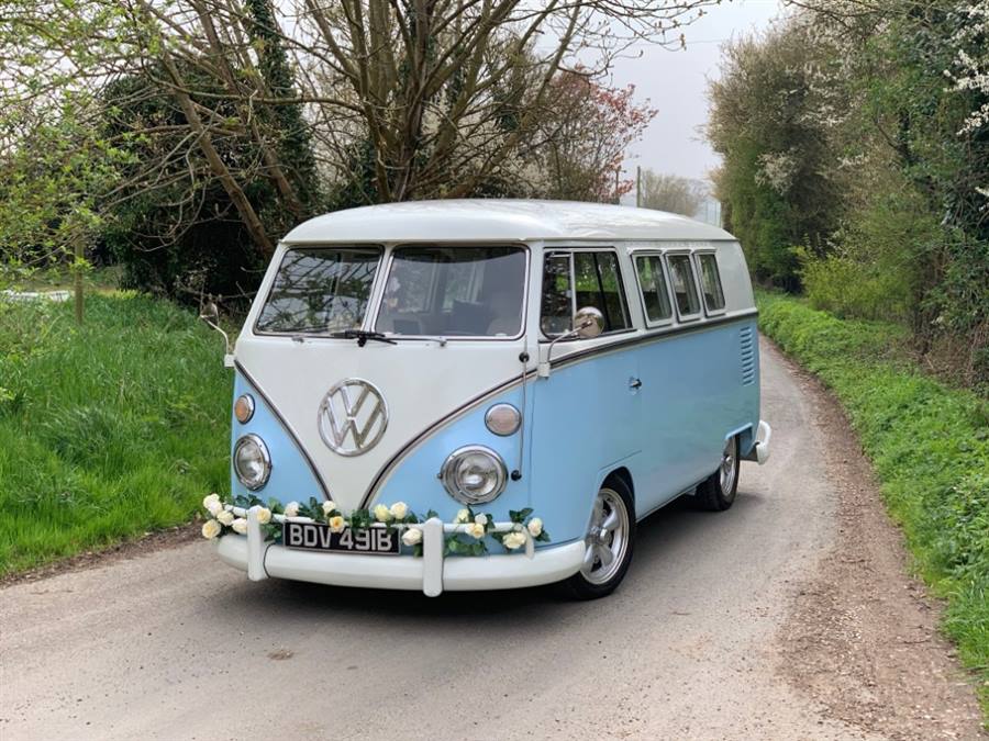 light blue volkswagen van