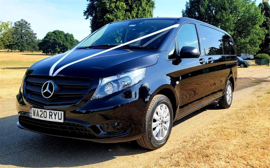 Black Mercedes V Class Minibus wedding car in Swansea #11872