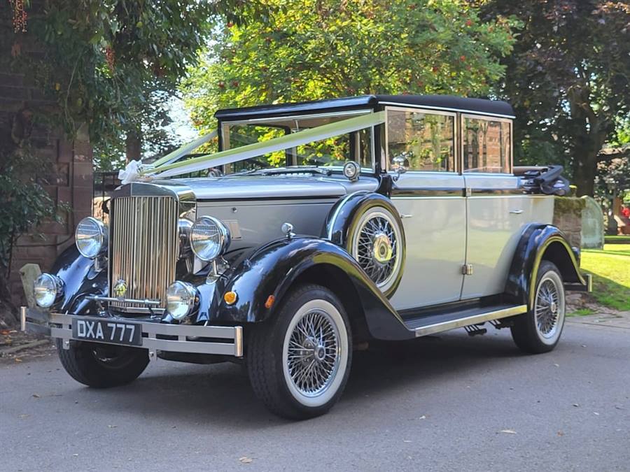 Silver Metallic Regent Landaulette Convertible wedding car in