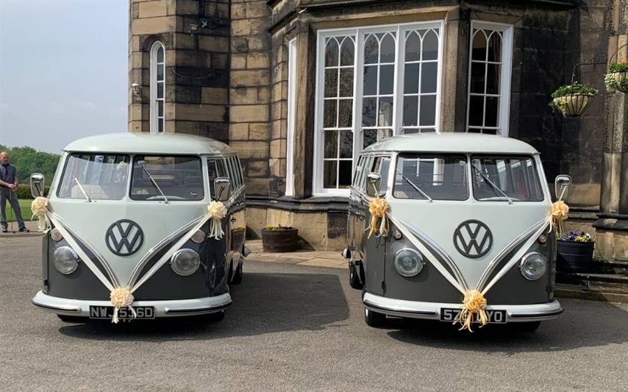 VW Campervan Pair Matching VW Campervans wedding car