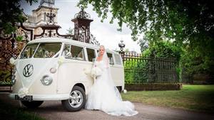 VW Campervan Split-Screen Wedding car. Click for more information.