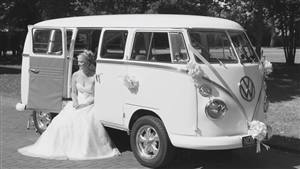 VW Campervan Split-Screen Wedding car. Click for more information.