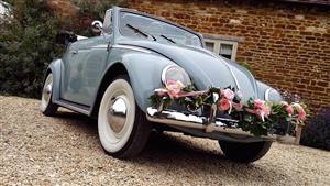 VW Beetle Karmann Convertible Wedding car. Click for more information.
