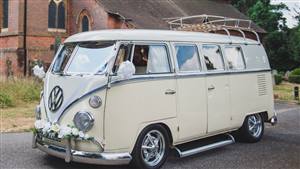 VW Campervan Split-Screen Wedding car. Click for more information.