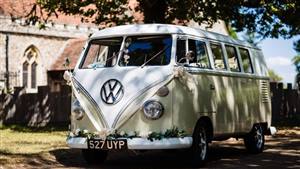 VW Campervan Split Screen Wedding car. Click for more information.