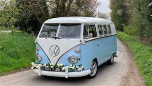 VW Campervan,Split Screen,Baby Blue | White