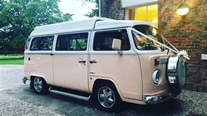 VW Campervan,Bay Window,Pink | White