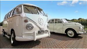 Camper & Morris Minor Bridal Wedding Car Combo Wedding car. Click for more information.