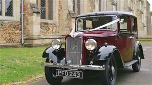 Austin 10 Saloon Wedding car. Click for more information.