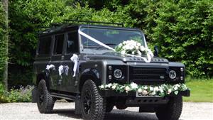 Land Rover Defender 110 Wedding car. Click for more information.