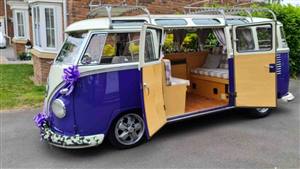 VW Campervan,Split Screen,White | Purple