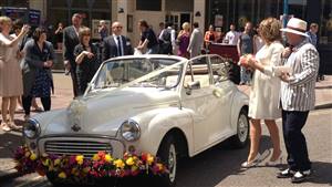 Morris Minor Wedding car. Click for more information.