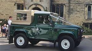 Land Rover Defender Wedding car. Click for more information.