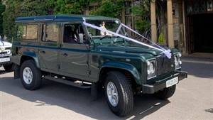 Land Rover Defender 110 Wedding car. Click for more information.