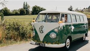 VW Campervan  Split Screen Wedding car. Click for more information.