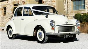 Morris Minor 1000 Wedding car. Click for more information.