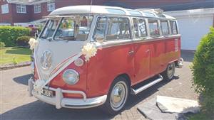 VW Campervan,Split Screen,White I Red