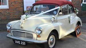 Morris Minor 1000 Wedding car. Click for more information.