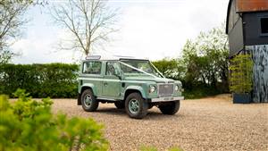 Land Rover Defender Heritage Wedding car. Click for more information.