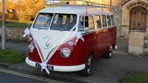 VW Splitscreen Camper Wedding car. Click for more information.