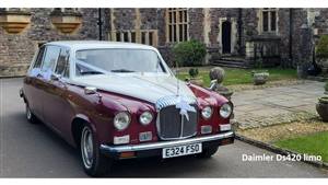 Daimler DS420 limo Wedding car. Click for more information.